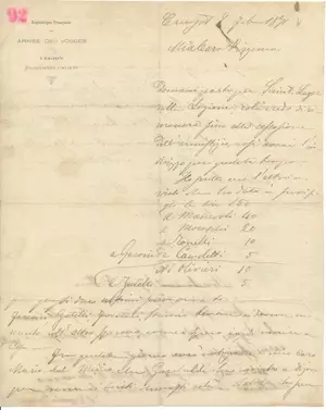 Lettera di Tanara alla moglie